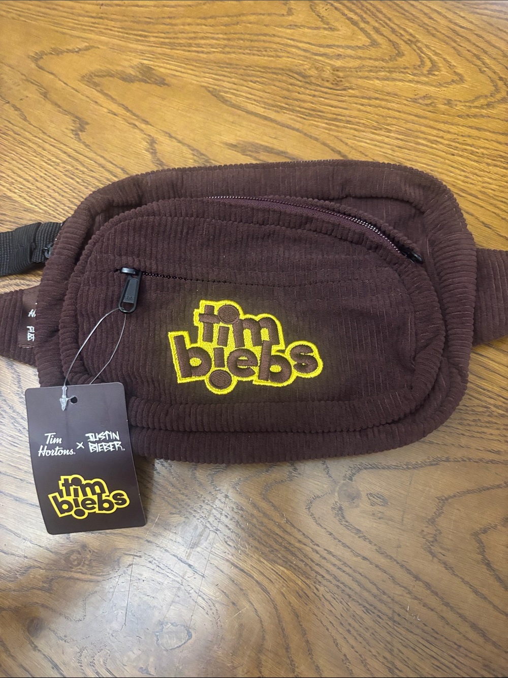 TIM HORTONS x Justin Bieber Brown Corduroy Belt Bag BNWT